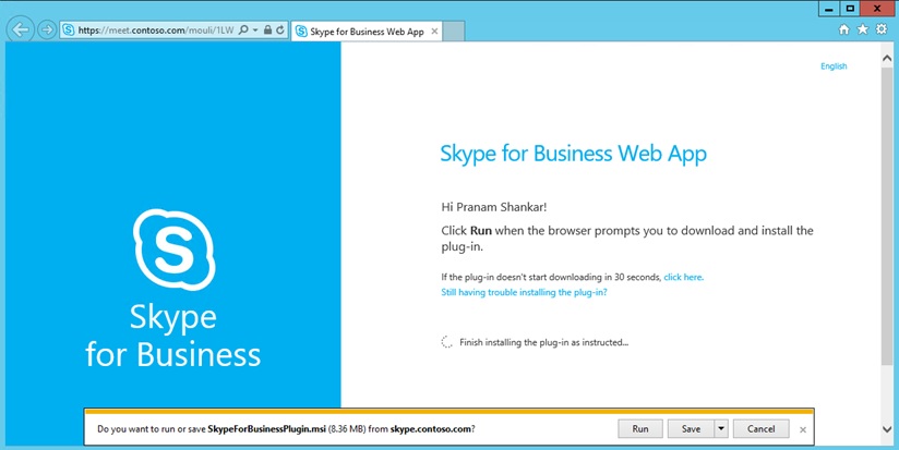 skype for business web app plug in